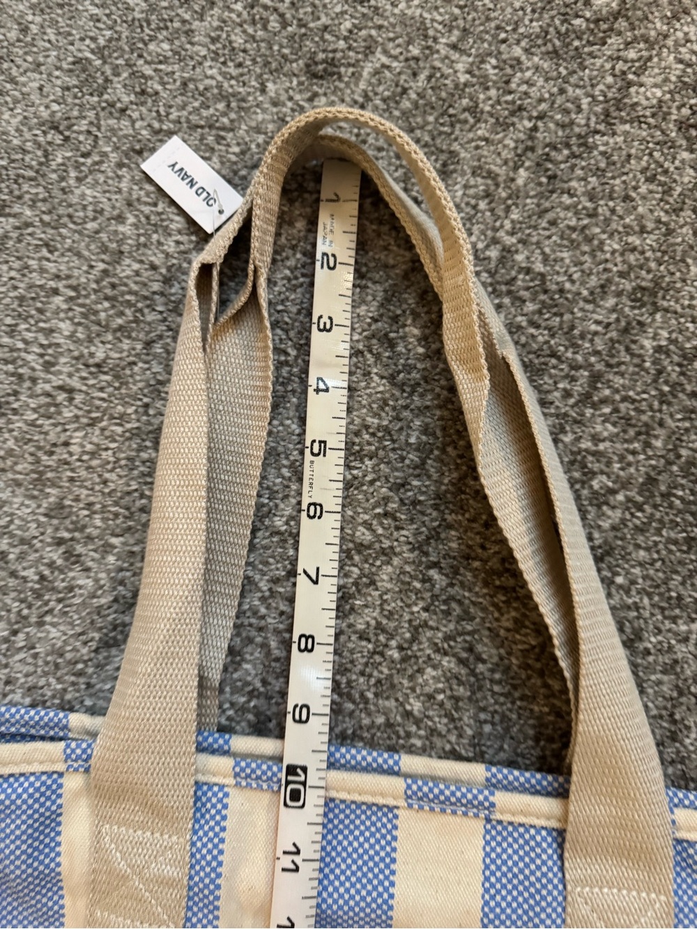 Striped Canvas Tote Bag in Blue and Cream - Picture 8 of 8